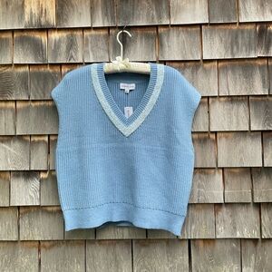 Gemma + Jane Blue V-Neck Knit Sweater Vest